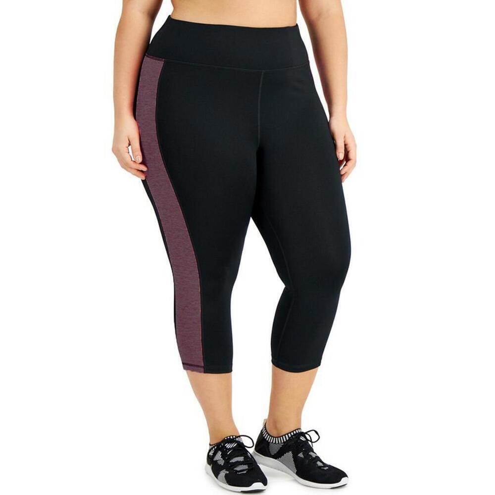 ID Ideology Women's Plus Size Colorblocked Capri Leggings 1X - Picture 2 of 5